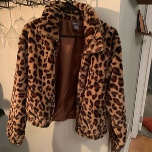 Cheetah faux fur jacket
